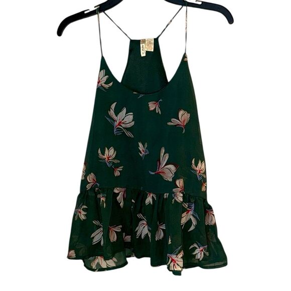 Tops - Japna Green Floral Tank Top Women’s Small Romantic Feminine Sleeveless